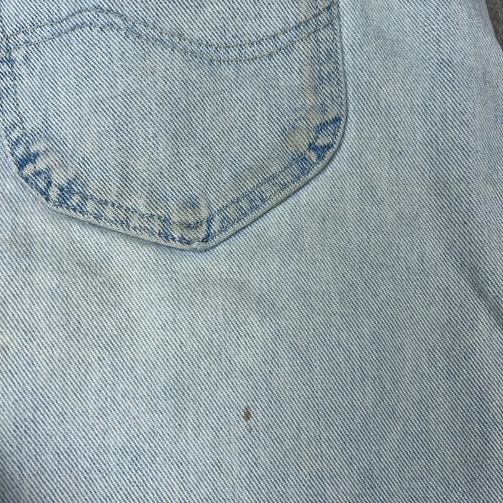 VTG Lee Jeans Womens 32x34 Blue High Rise Tapered Mom Distressed Denim Pants USA
